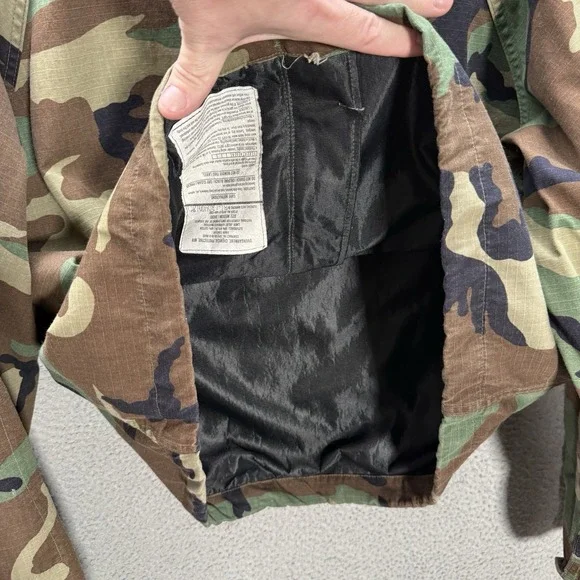 Vintage Military Jacket Adult Medium Short Woodland Camo Chemical Protective NFR - Picture 7 of 16